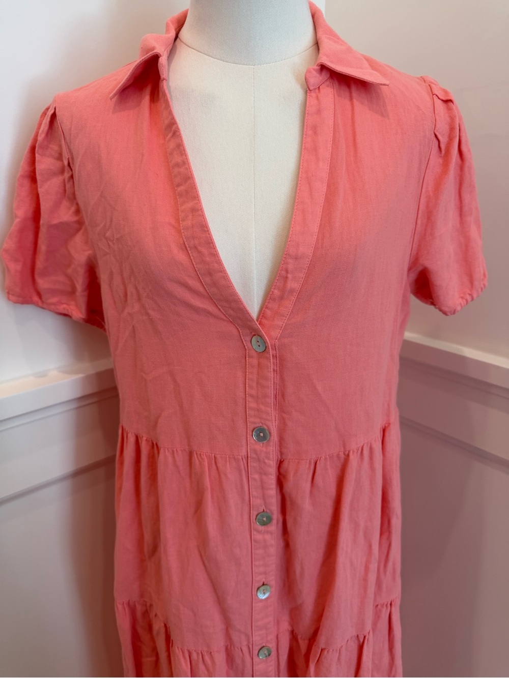 Zara Pink Button Down Tiered Maxi Dress - Picture 7 of 10